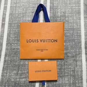 Louis Vuitton Orange Bag and Box with Blue Handles